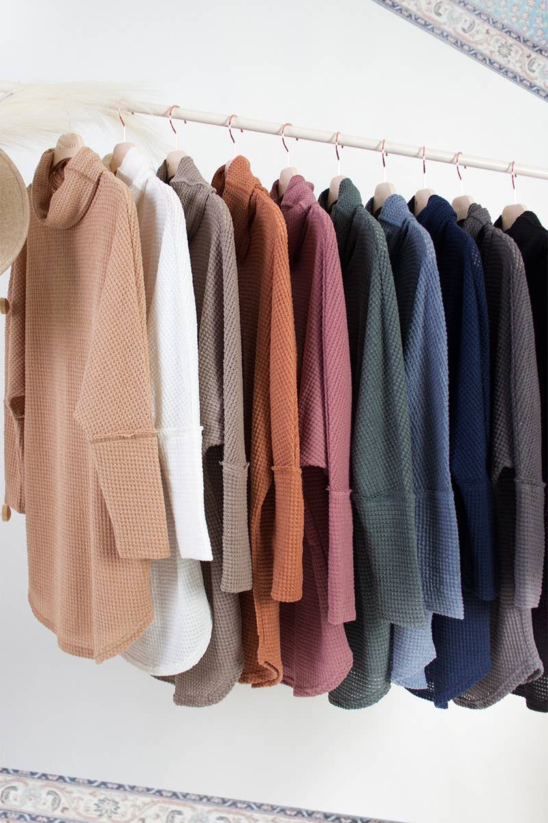 CWDSD10413_Cowl Neck A-Line Tunic Kint Top