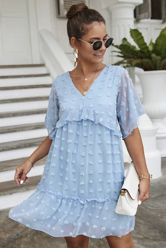 CASUAL JACQUARD HAIRBALL SHORT DRESS