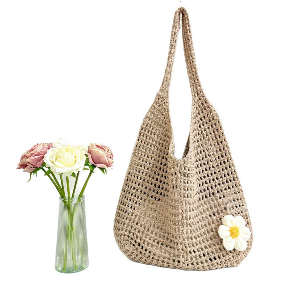 CUAB00625_2025 BOHO KNIT TOTE BAG LARGE CAPACITY BEACH BAG