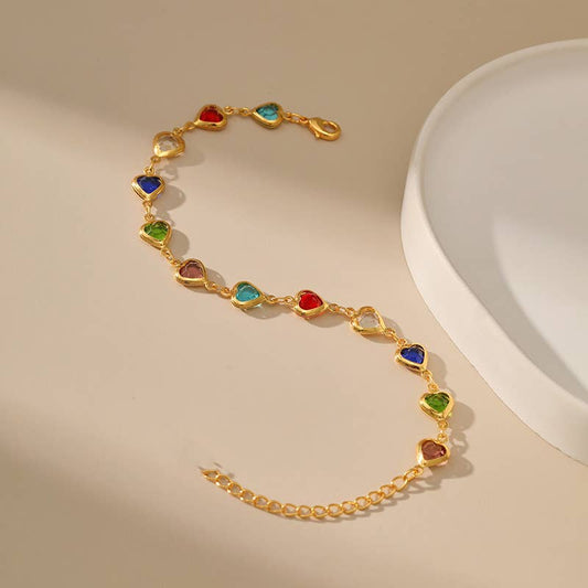 Candy-colored glass diamond beaded bracelet