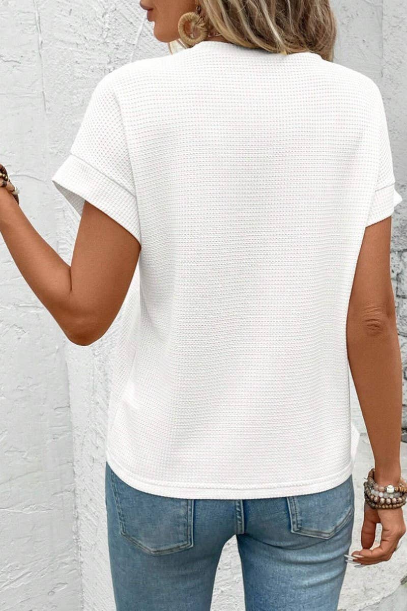 CWTTS1499_SOLID COLOR ROUND NECK COMFORTABLE CASUAL TEE