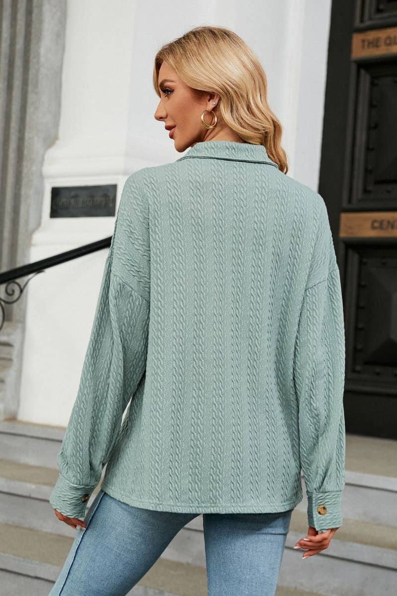 CWTSTL2218_LAPEL BUTTON DOWN LONG SLEEVE SHIRT TOP