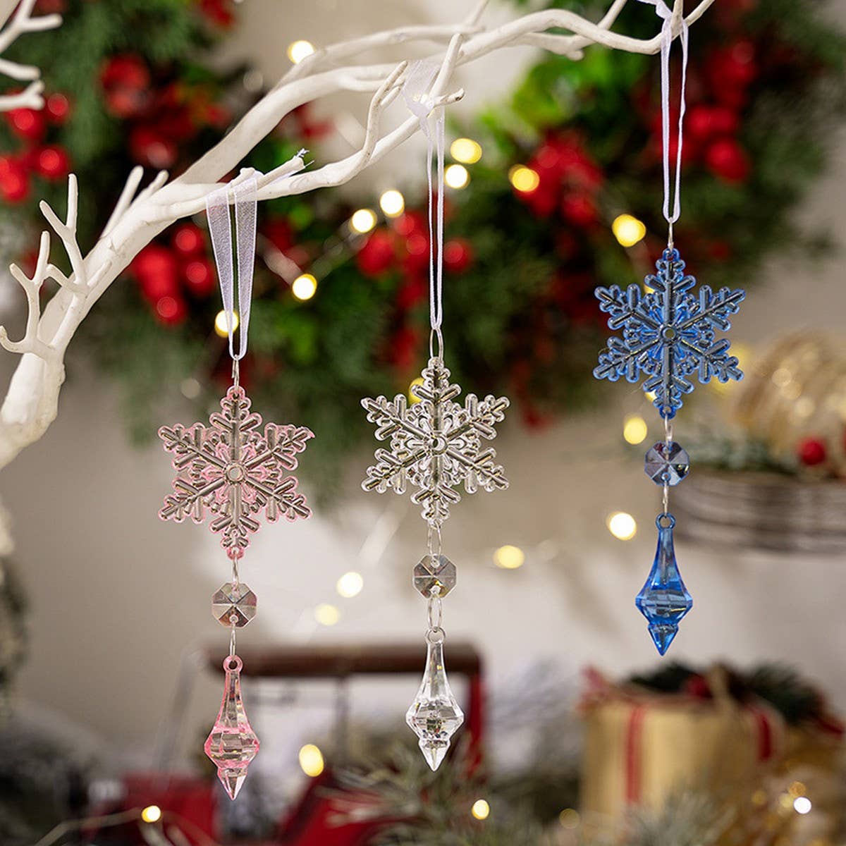 CWMM10186_COLORFUL ACRYLIC SNOWFLAKE  ORNAMENTS FOR XMAS