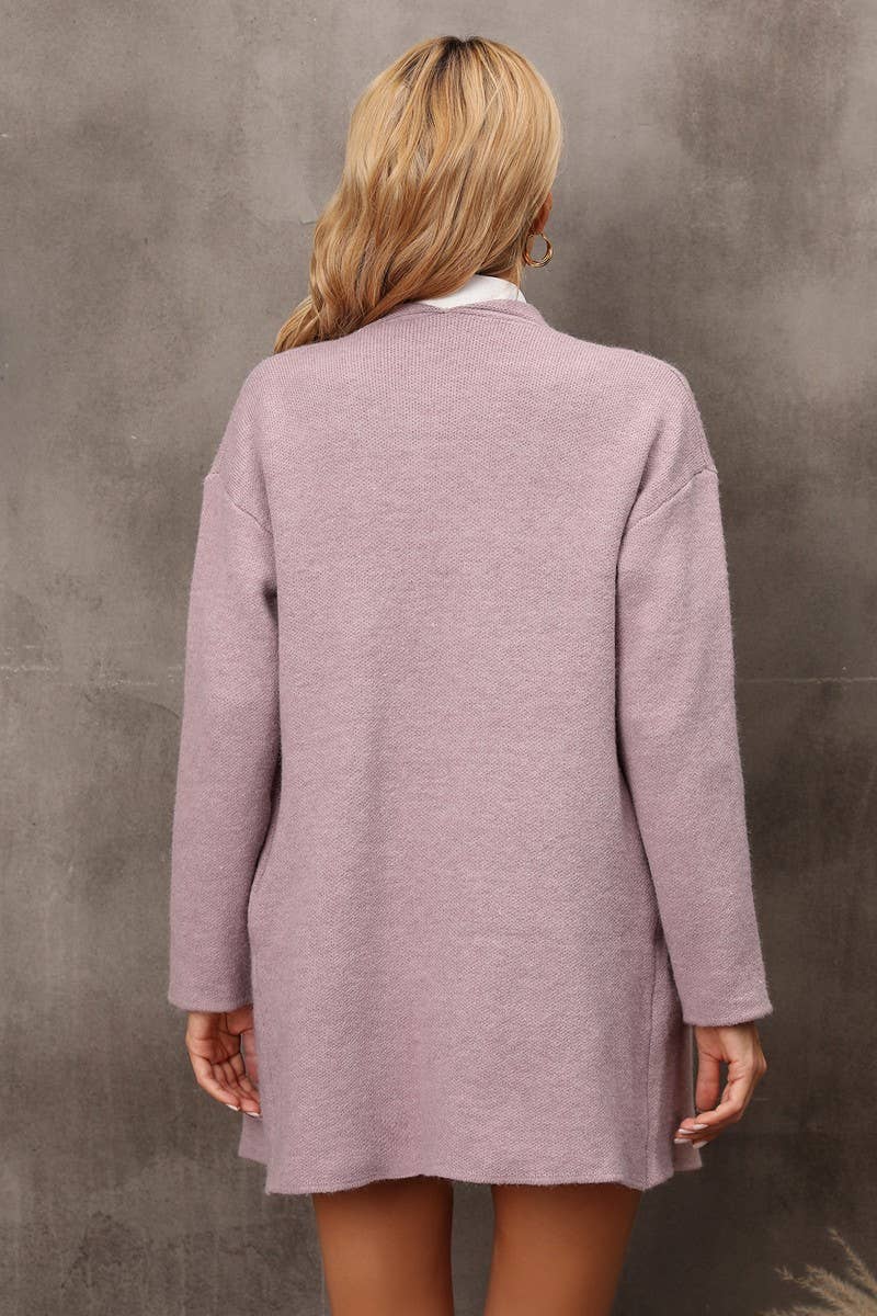 CWOCAL0507_Long Sleeve Casual Open Front Cardigan Sweater