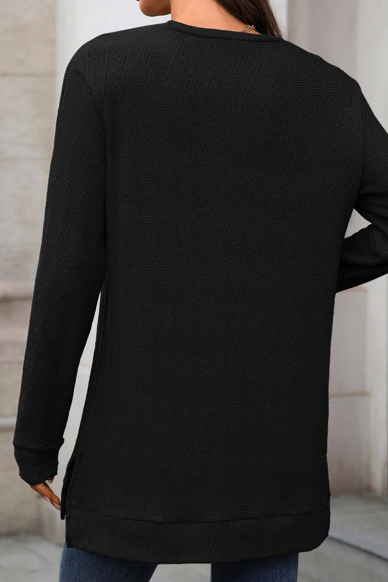 CWTBLL01293_CREW NECK SOLID KNIT LONG SLEEVE LOOSE TOP