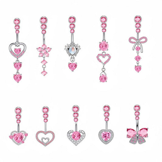 Butterfly CZ Belly Ring with Stainless Steel Bar_CWMM9250