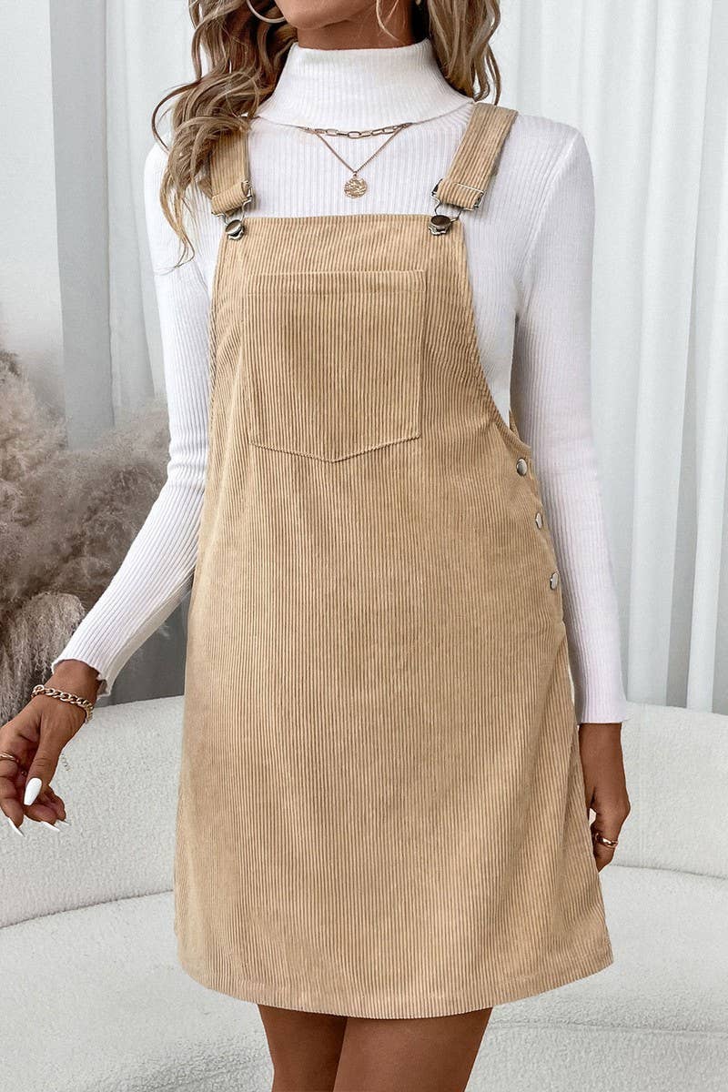 CWDSD8740_CASUAL POCKET CORDUROY SUSPENDER DRESS