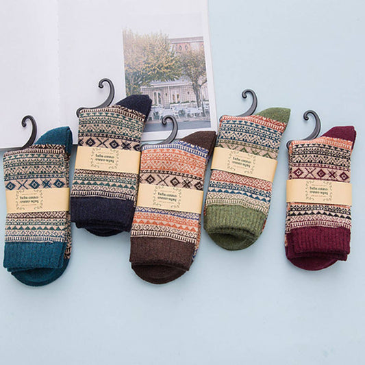 ALPACA VINTAGE FLORAL PATTERN CREW SOCKS_CWMS0205