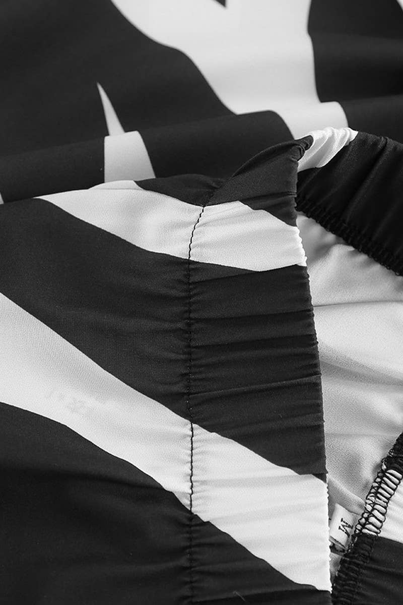 CWSPJ0415_PRINTED LACE-UP ROBE SHORTS TWO-PIECE SET