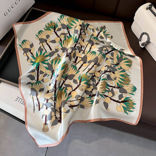 Fashionable Silk Scarf ? Floral Print Fall Winter