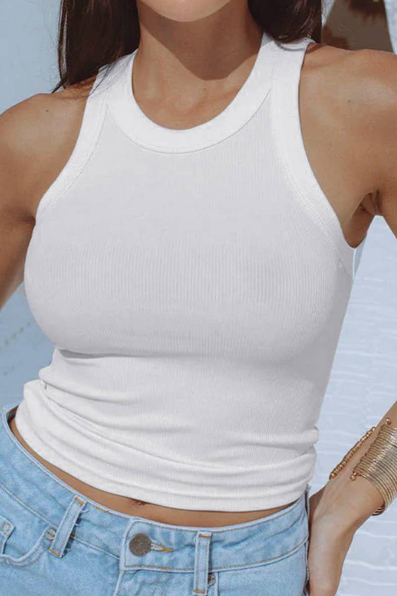 CWTTSL0386_CASUAL SOLID COLOR SEXY RIBBED VEST