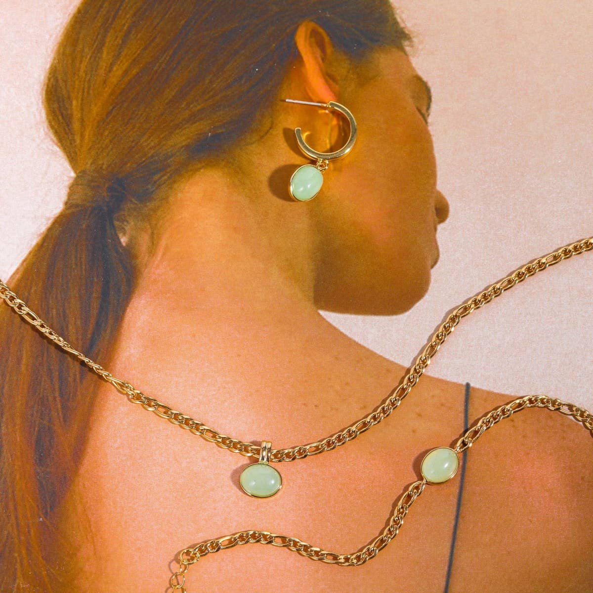 Vintage Green Aventurine Natural Stone Necklace