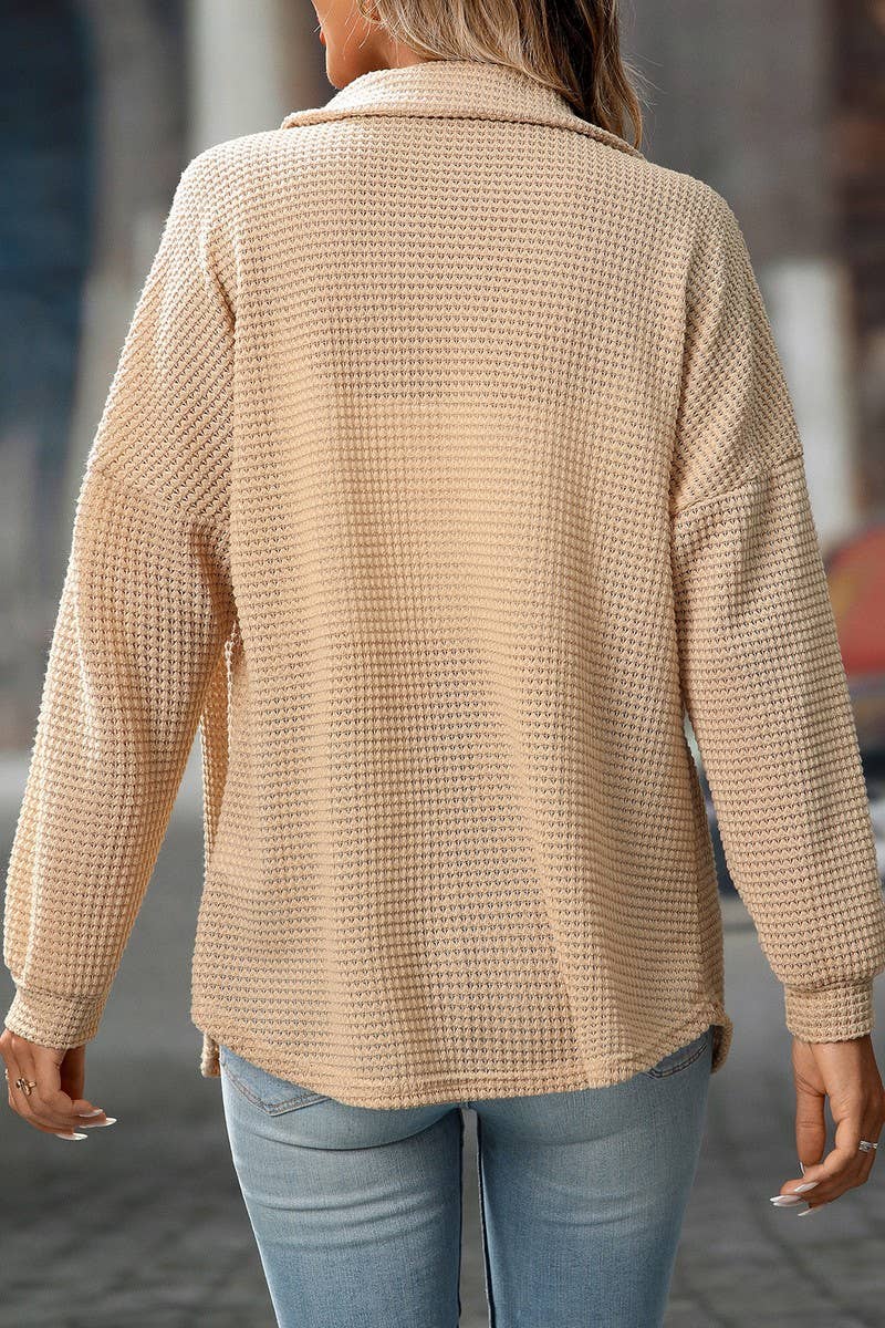 CWTBLL00829_LOOSE WAFFLE KNIT CASUAL COMMUTER SHIRT