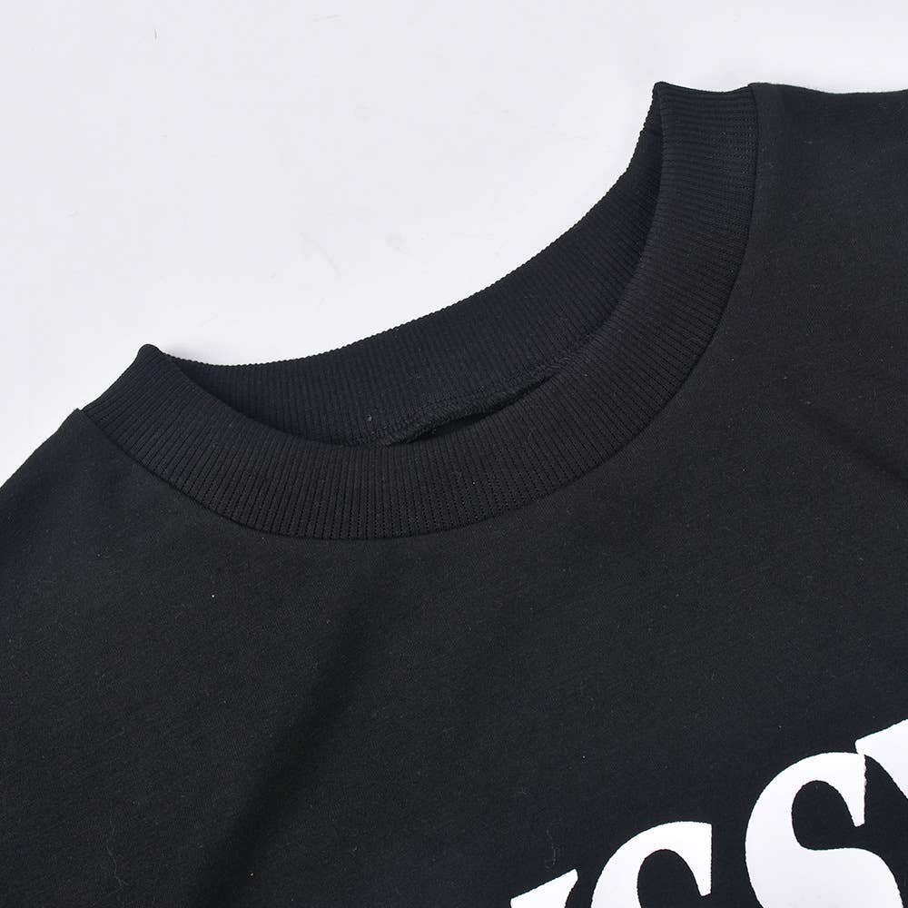 Color-blocking letter printed round-neck hoodie