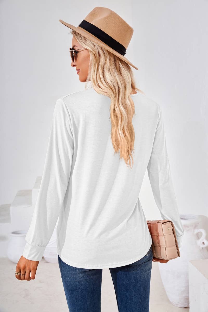 CWTBLL2796_FALL SQUARE NECK PLEATED LONG SLEEVE TOP