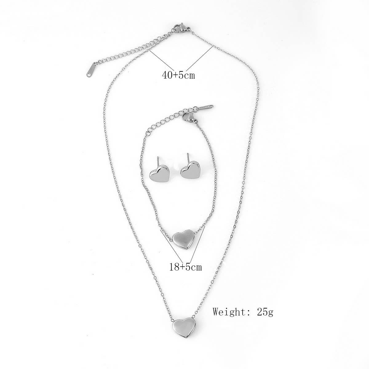Women?™s Stainless Steel Heart Jewelry 3-Piece Set_CWMM8880
