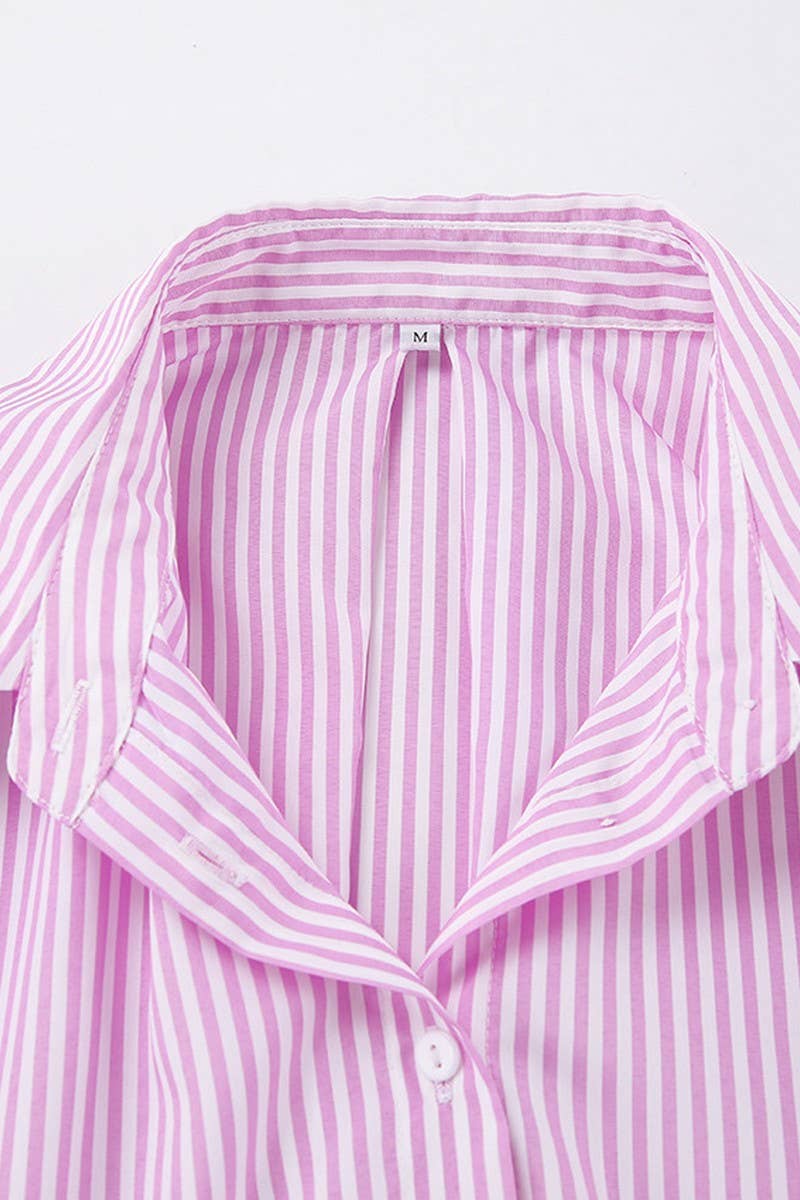 CWTBLL00576_TIE-WAIST STRIPED LONG-SLEEVED SHIRT TOP