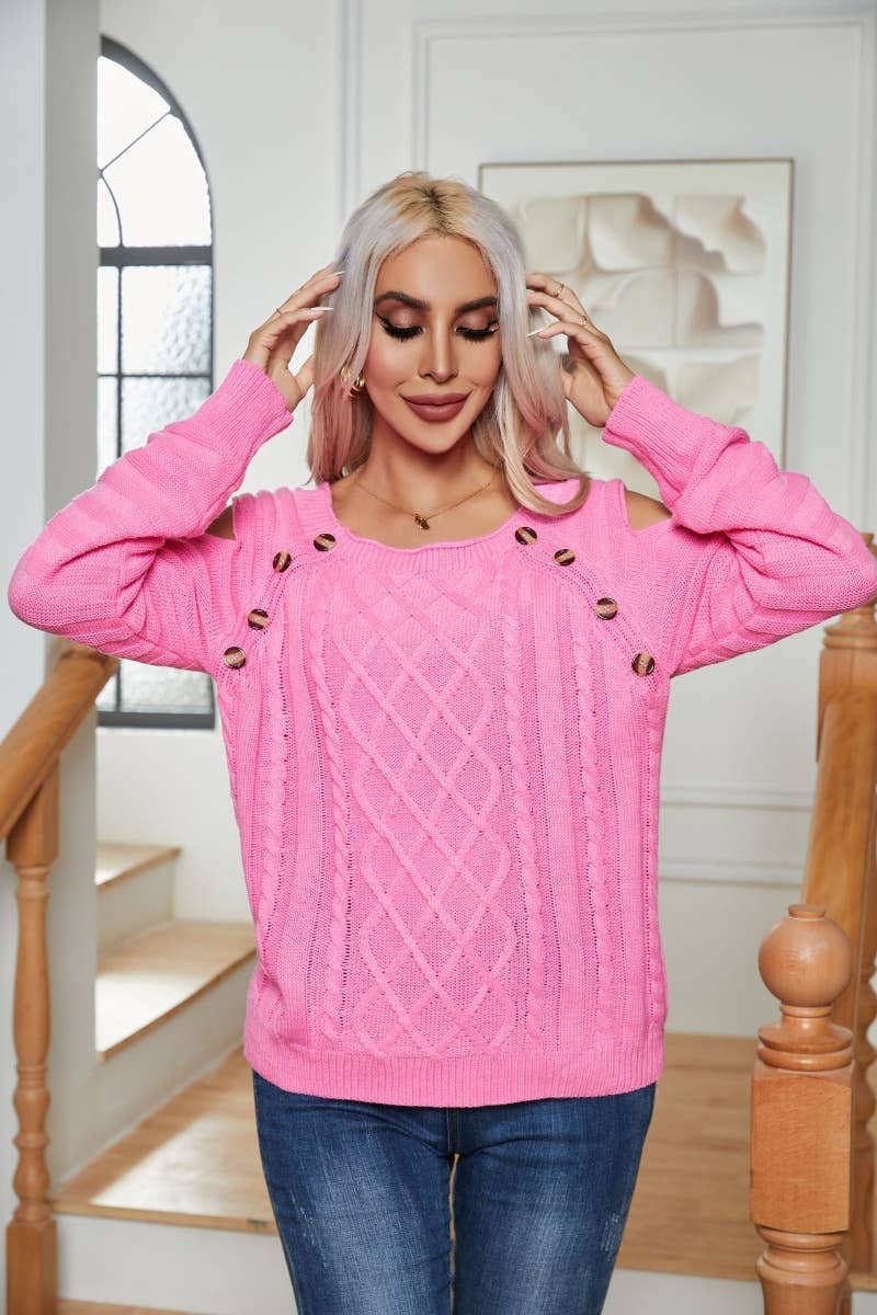 CWOSWL6368_WINTER BUTTON-DOWN LONG-SLEEVED SWEATER