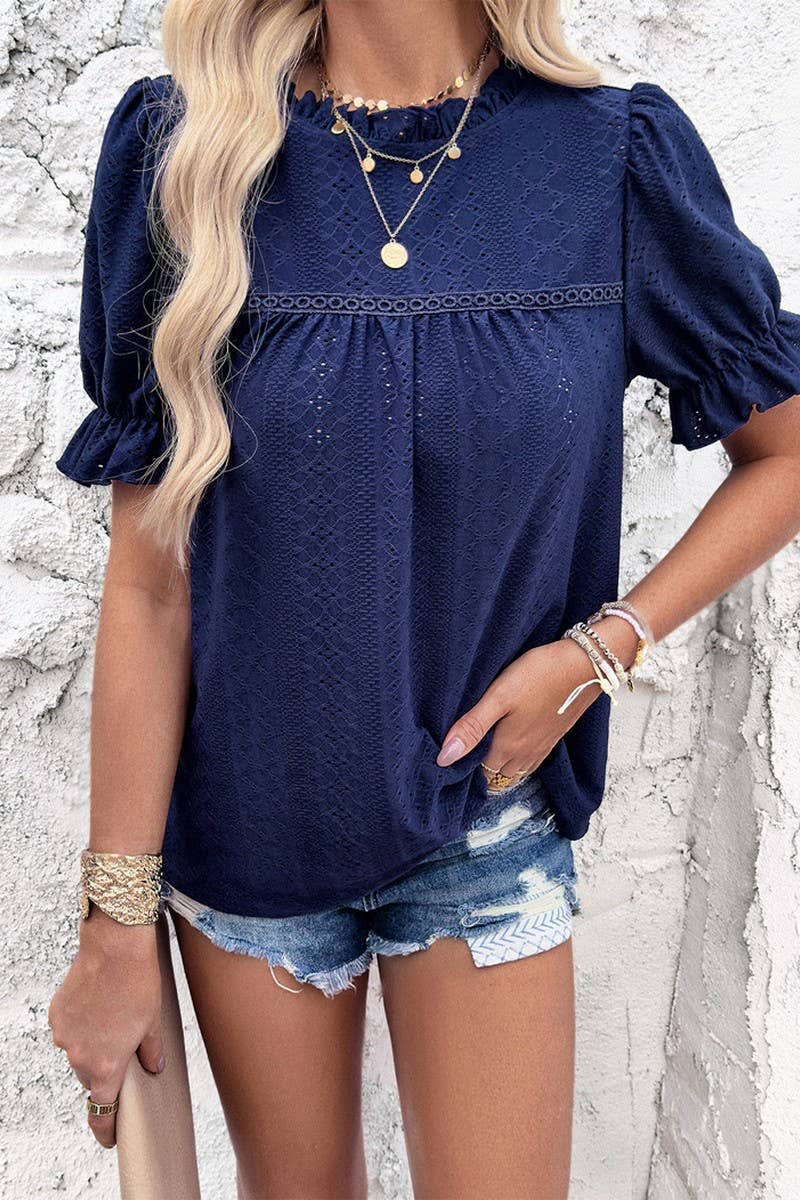 CWTBLS0389_Round Neck Short Sleeve Top