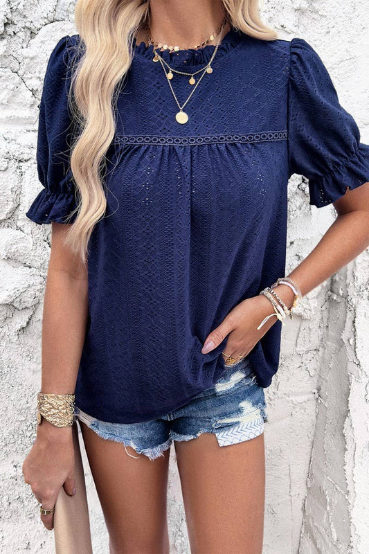 CWTBLS0389_Round Neck Short Sleeve Top
