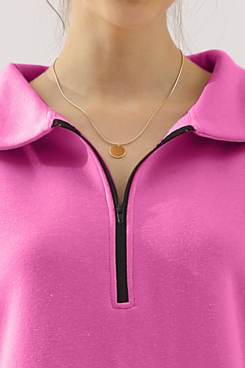 CWOHOL431_Zip Neck Lightweight Pullover Sweatshirt