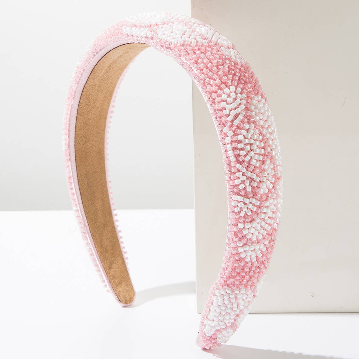 HAND-SEWN RICE BEAD FLOWER HEADBAND