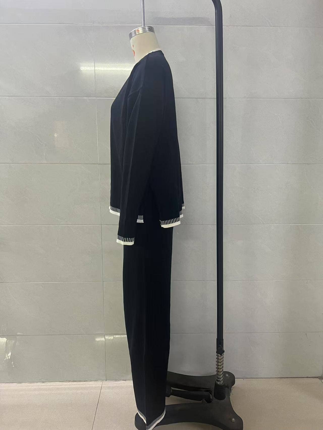 Contrast color sweater trousers two - piece set