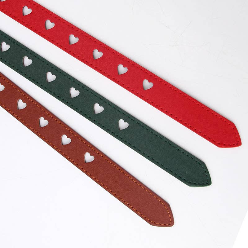 Non-perforated heart-shaped hollowed-out belt
