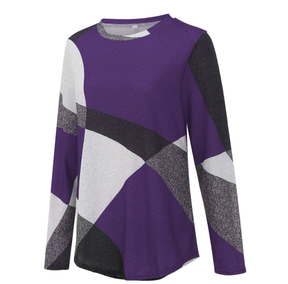 COMFORTABLE GEOMETRIC DESIGN COLOR CONTRAST SHIRT