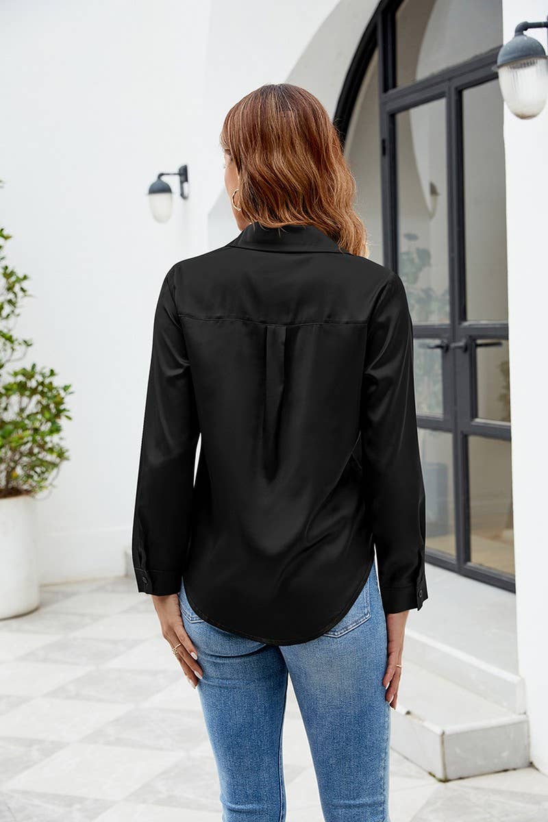 CWTSTL1532_SOLID SATIN BUTTON POCKET LONG SLEEVE SHIRT