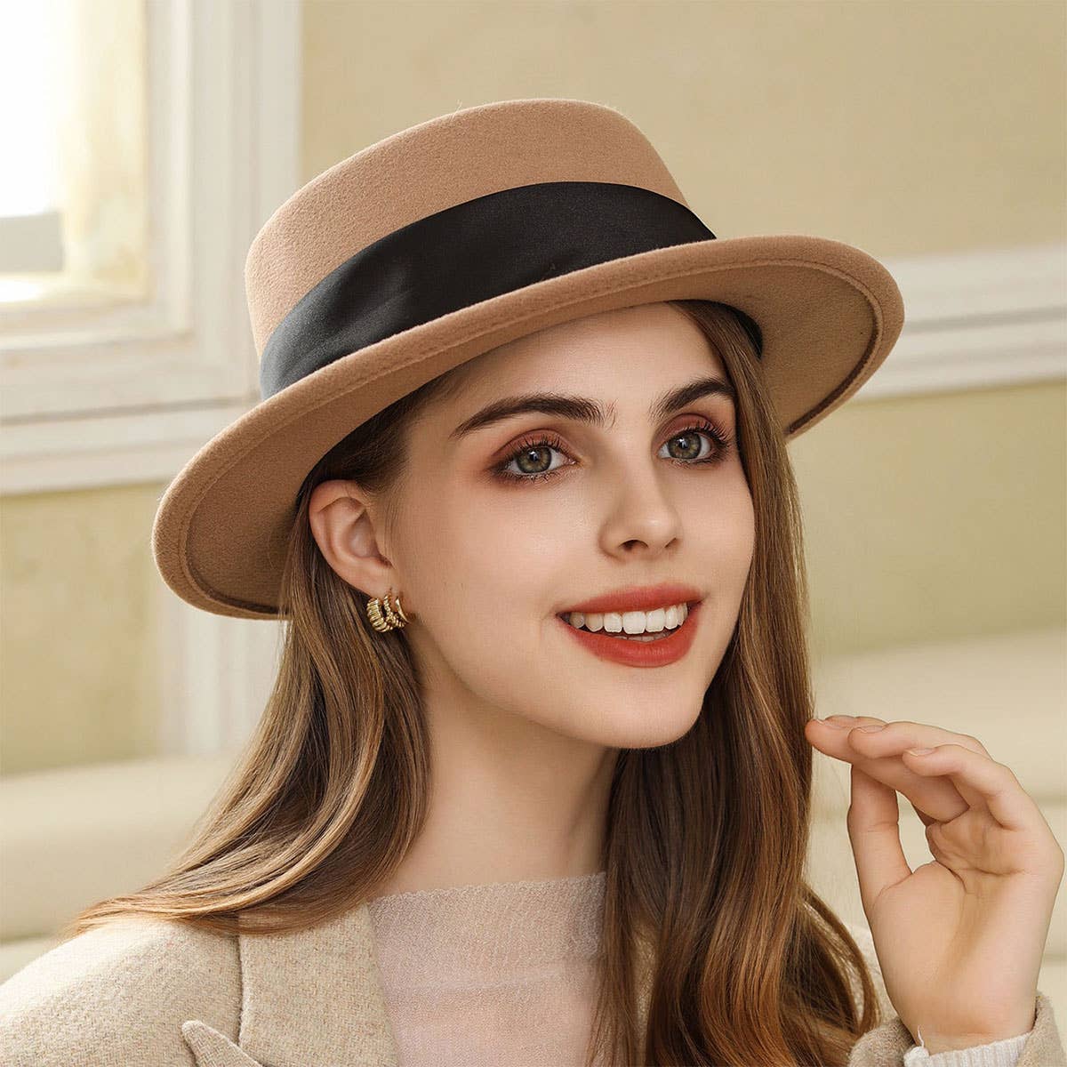 CHIC FRENCH ELEGANCE WOOL FELT FEDORA_CWAH1973
