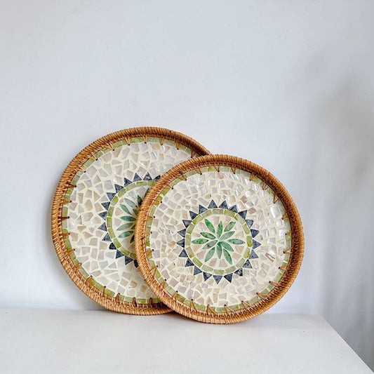 RATTAN SHELL BASKET STORAGE BASKET TRAY_CWMM4541