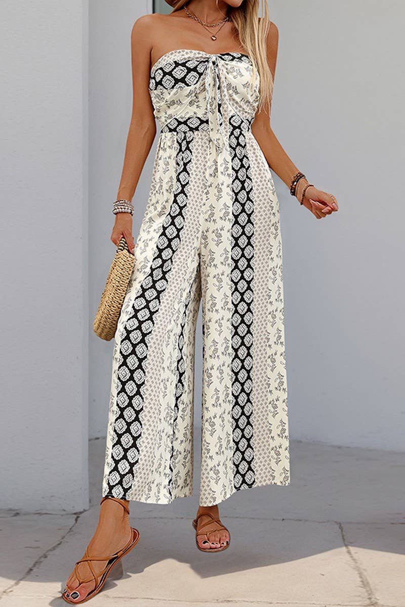 CWSJS1686_HIGH WAIST TIE WAIST BOHO WIDE LEG JUMPSUIT