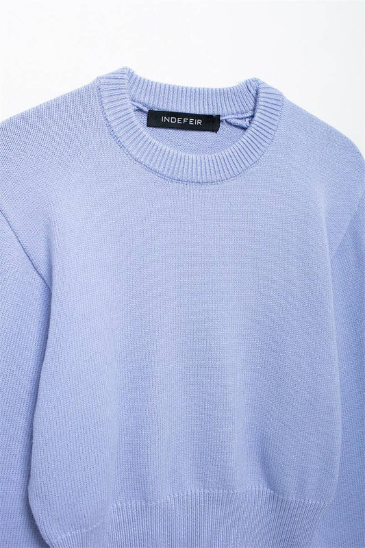 CWOSWL6745_ROUND NECK SOLID COLOR PULLOVER KNITTED SWEATER