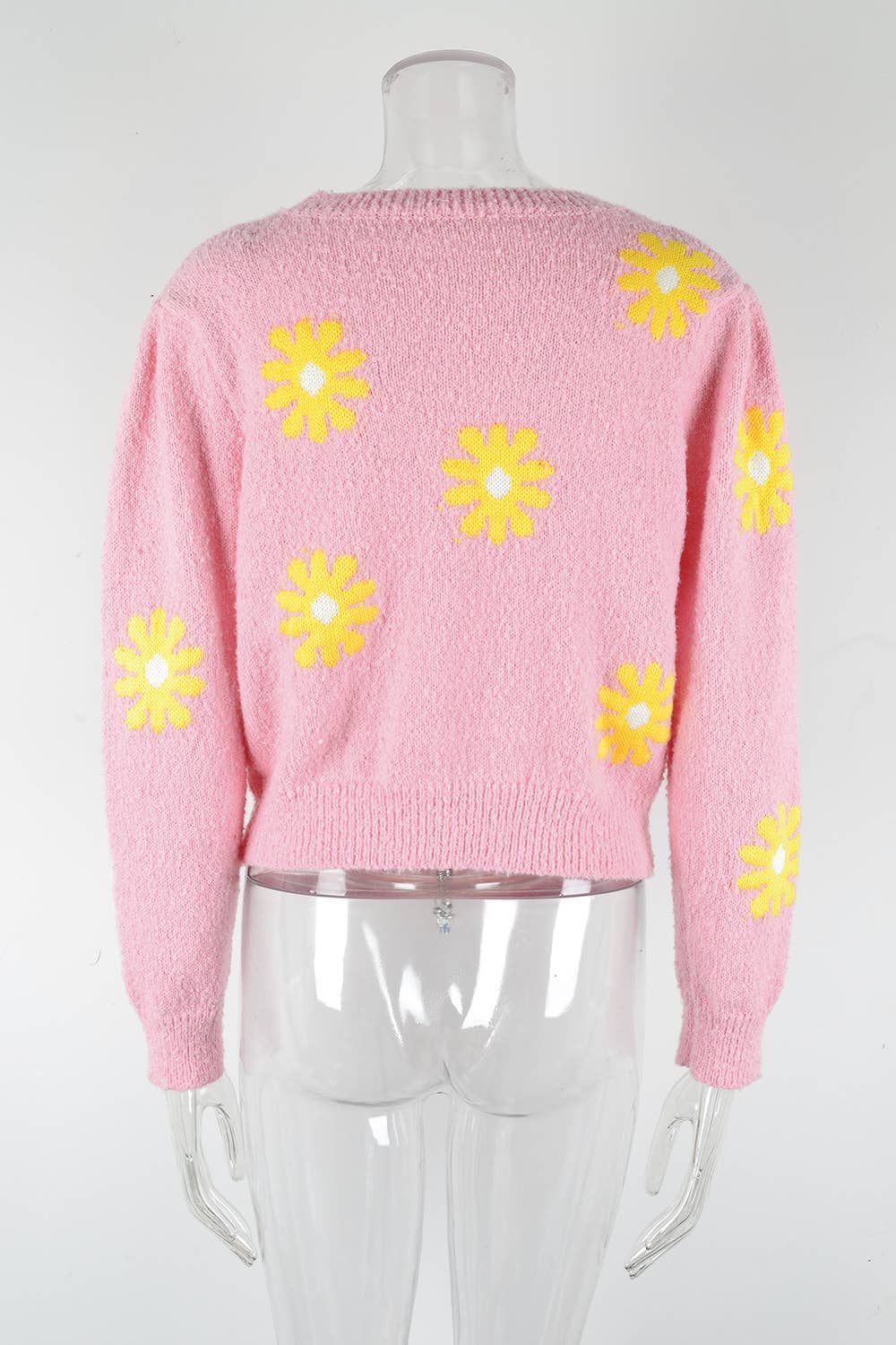 DAISIES ROUND NECK FLOWER KNIT FASHION SWEATER