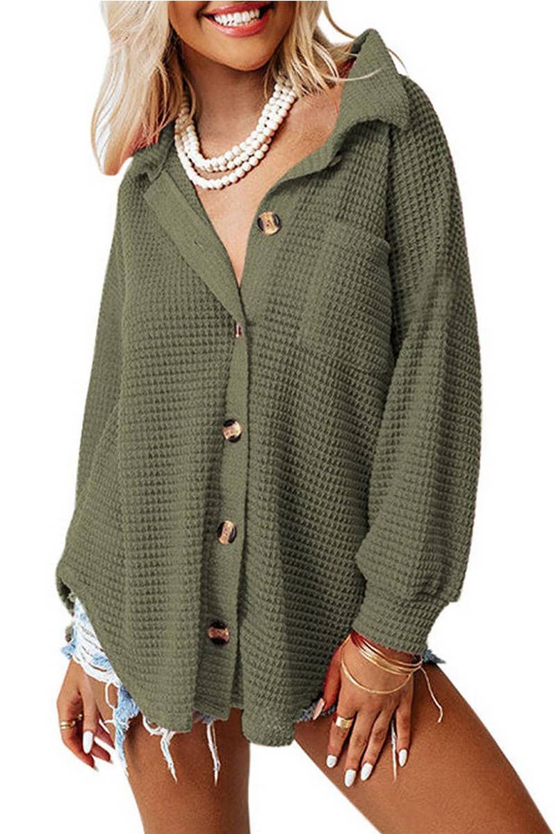 CWTBLL00829_LOOSE WAFFLE KNIT CASUAL COMMUTER SHIRT