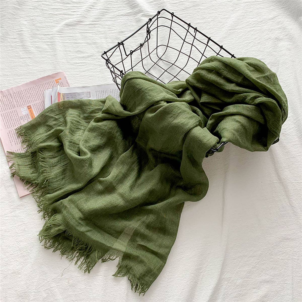 Cotton Linen Solid Color Beach Shawl Scarf