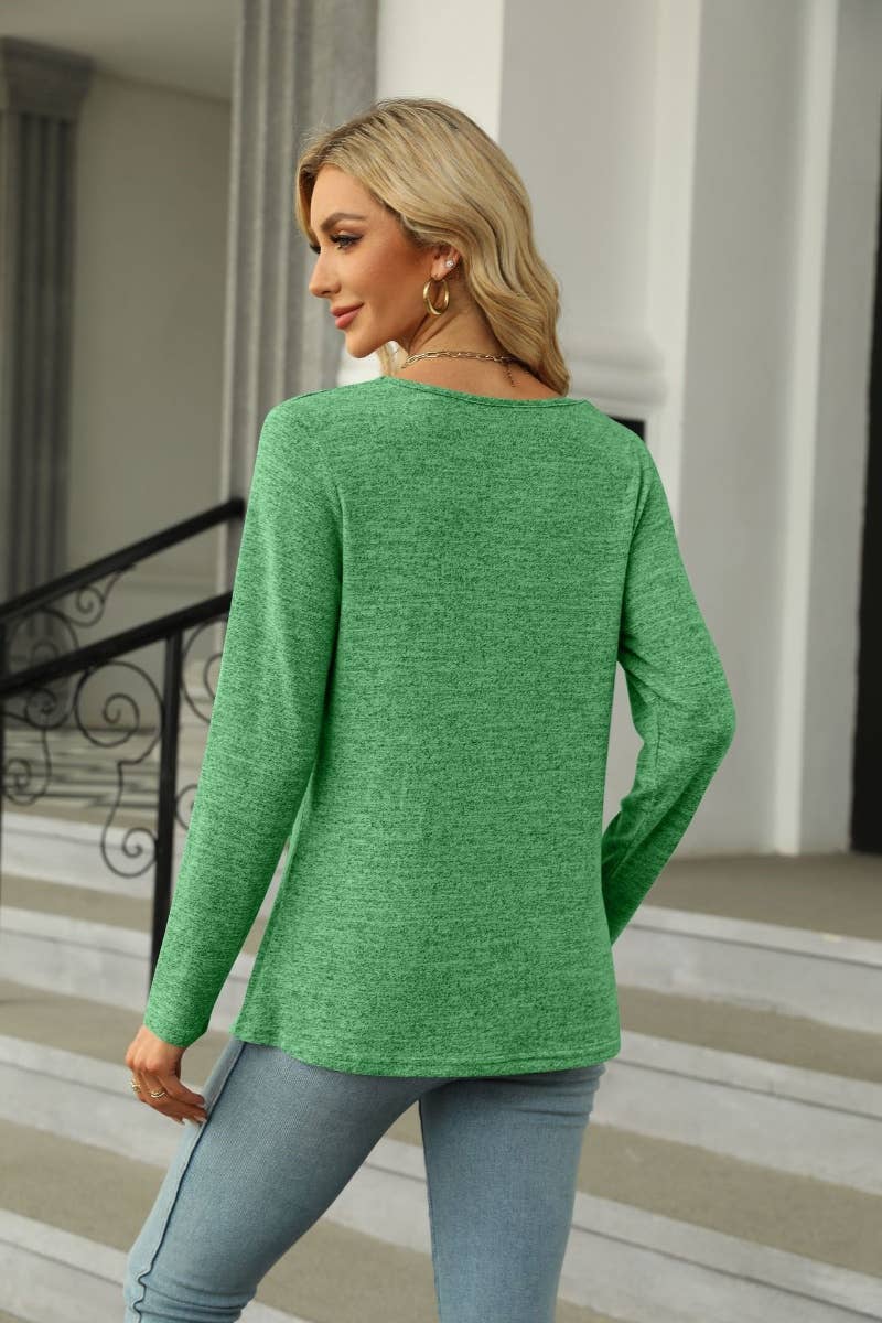 CWOSWL6536_WINTER SQUARE NECK LONG SLEEVE SPLIT TOP