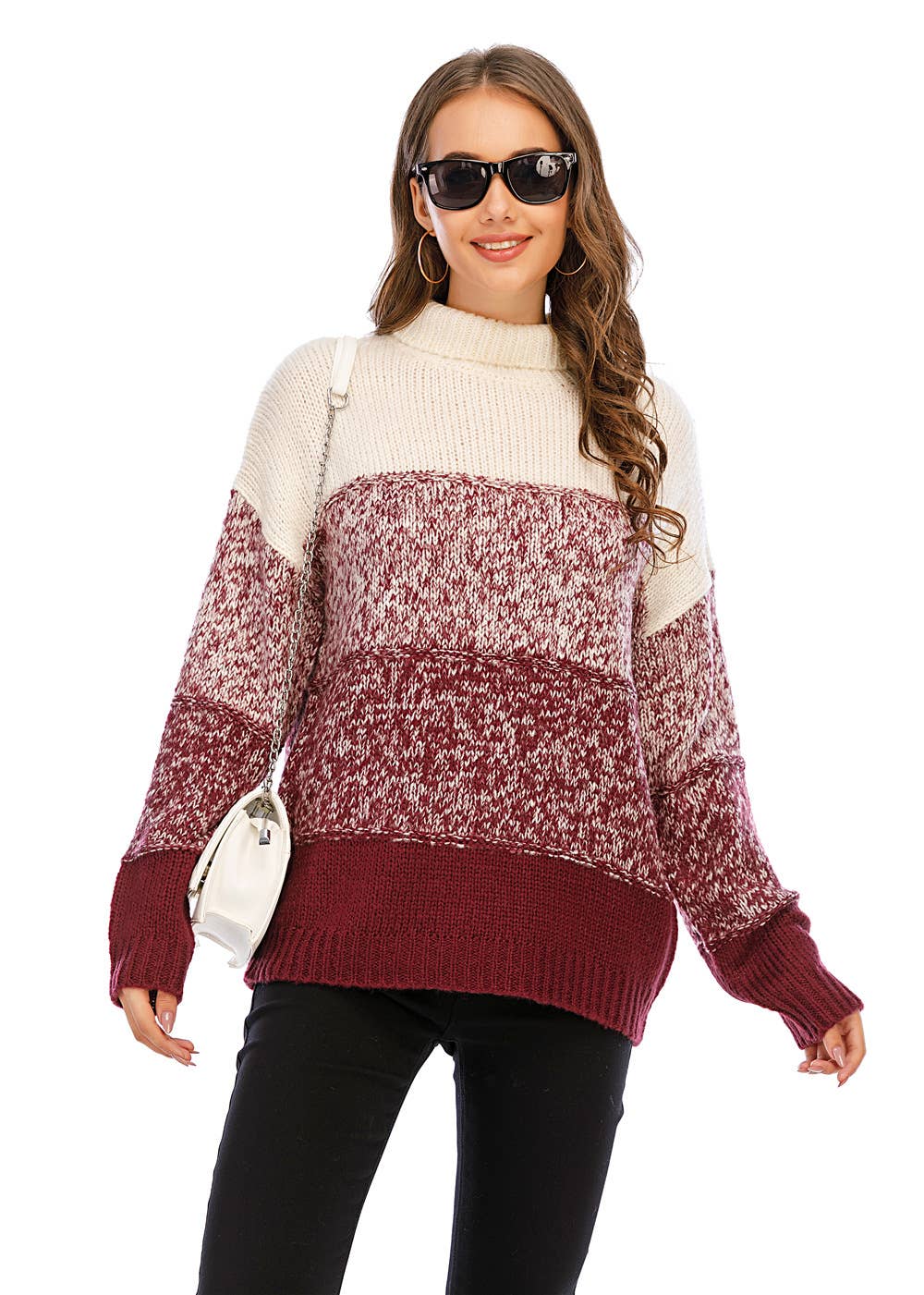 COLOR CONTRAST PATCHWORK THICKENED SWEATER
