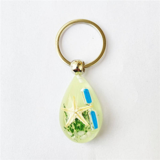 CREATIVE STARFISH HOURGLASS KEYCHAIN PENDANT