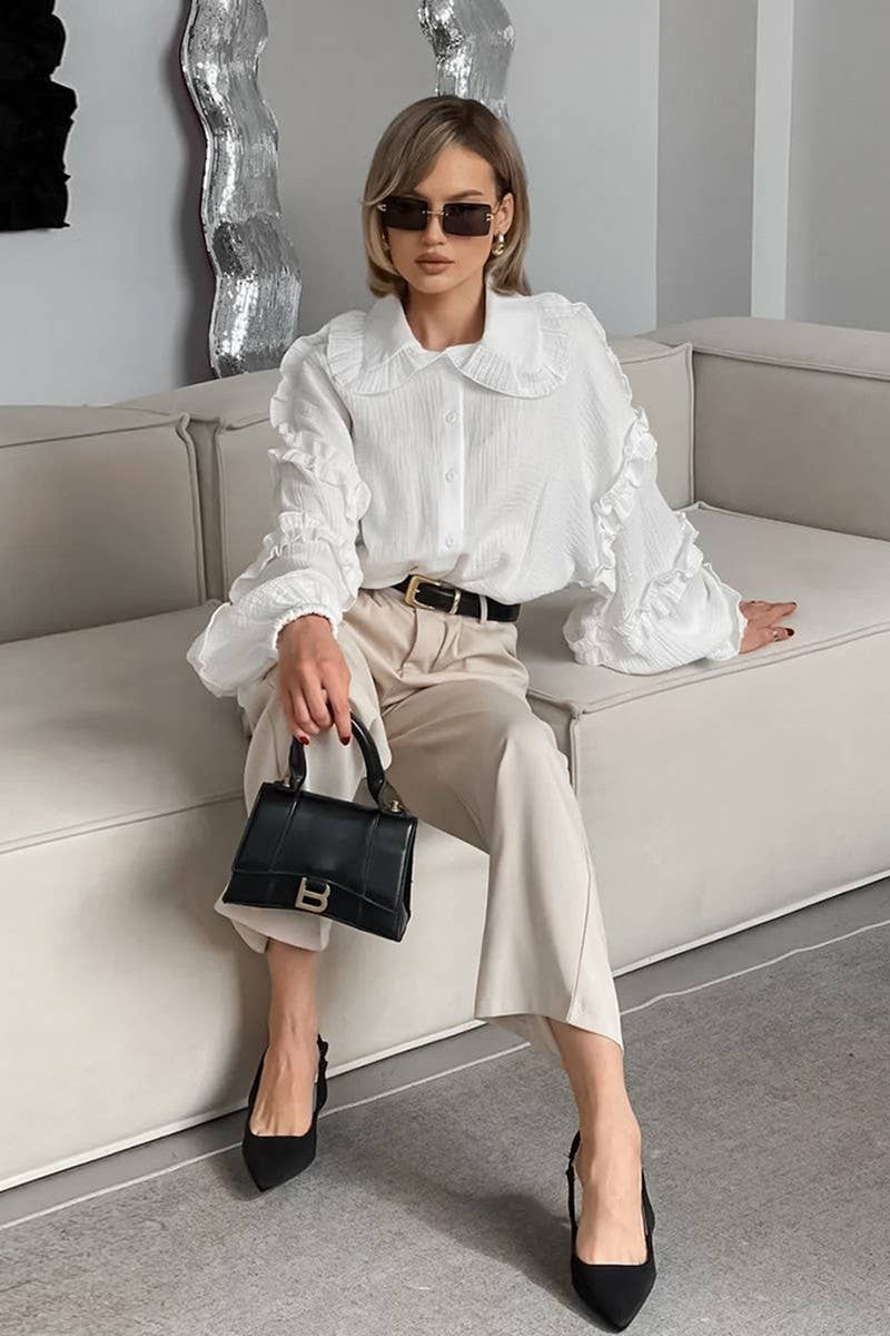 CWTSTL00922_LACE LANTERN SLEEVE LOOSE LONG SLEEVE SHIRT