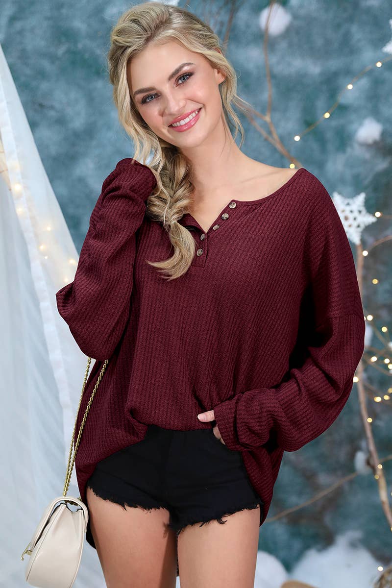 CWTTL1402_Round Neck Casual Long Sleeved Top