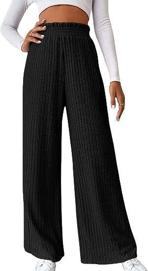 CASUAL LOOSE HIGH-WAISTED KNITTED PANTS