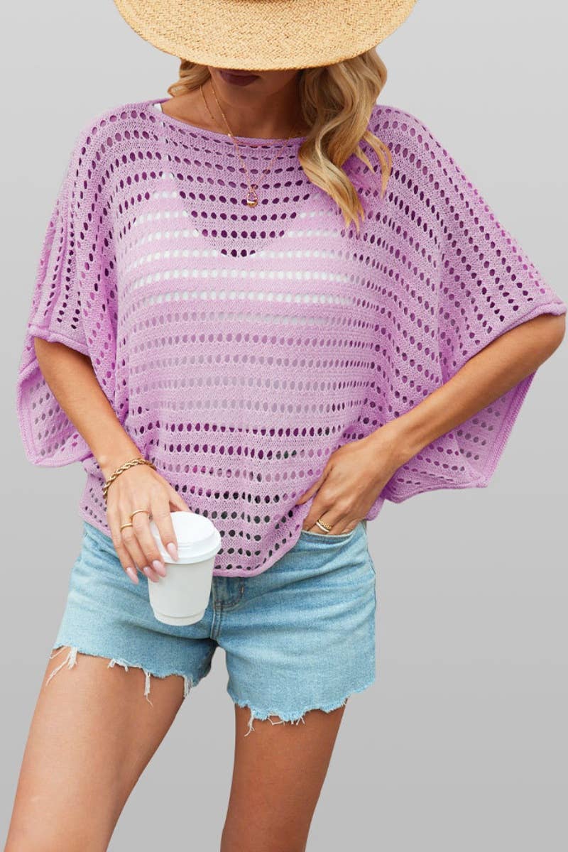 CWTBLS0746_CREW-NECK BAT-SLEEVE CUTOUT KNIT TOP