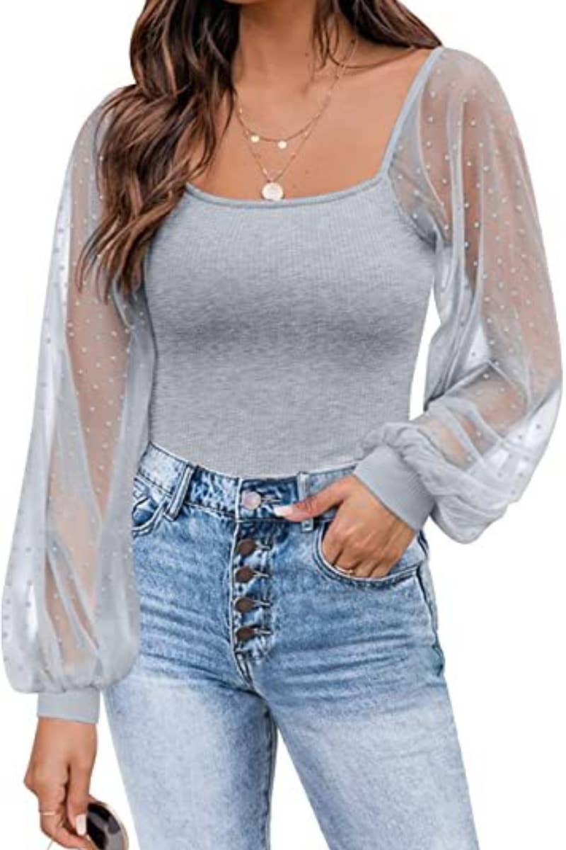 CWTBLL1063_SUMMER GAUZE SEE-THROUGH LONG SLEEVE TOP