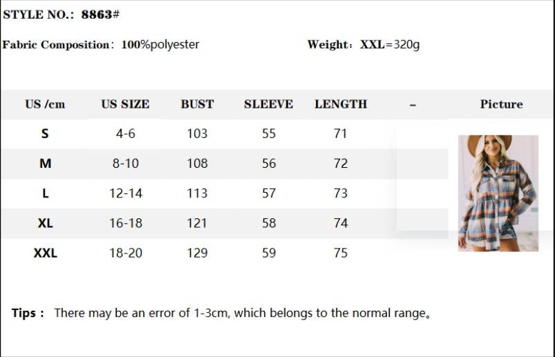 CWTSTL2484_LAPEL LONG SLEEVE POCKET CASUAL PLAID SHIRT