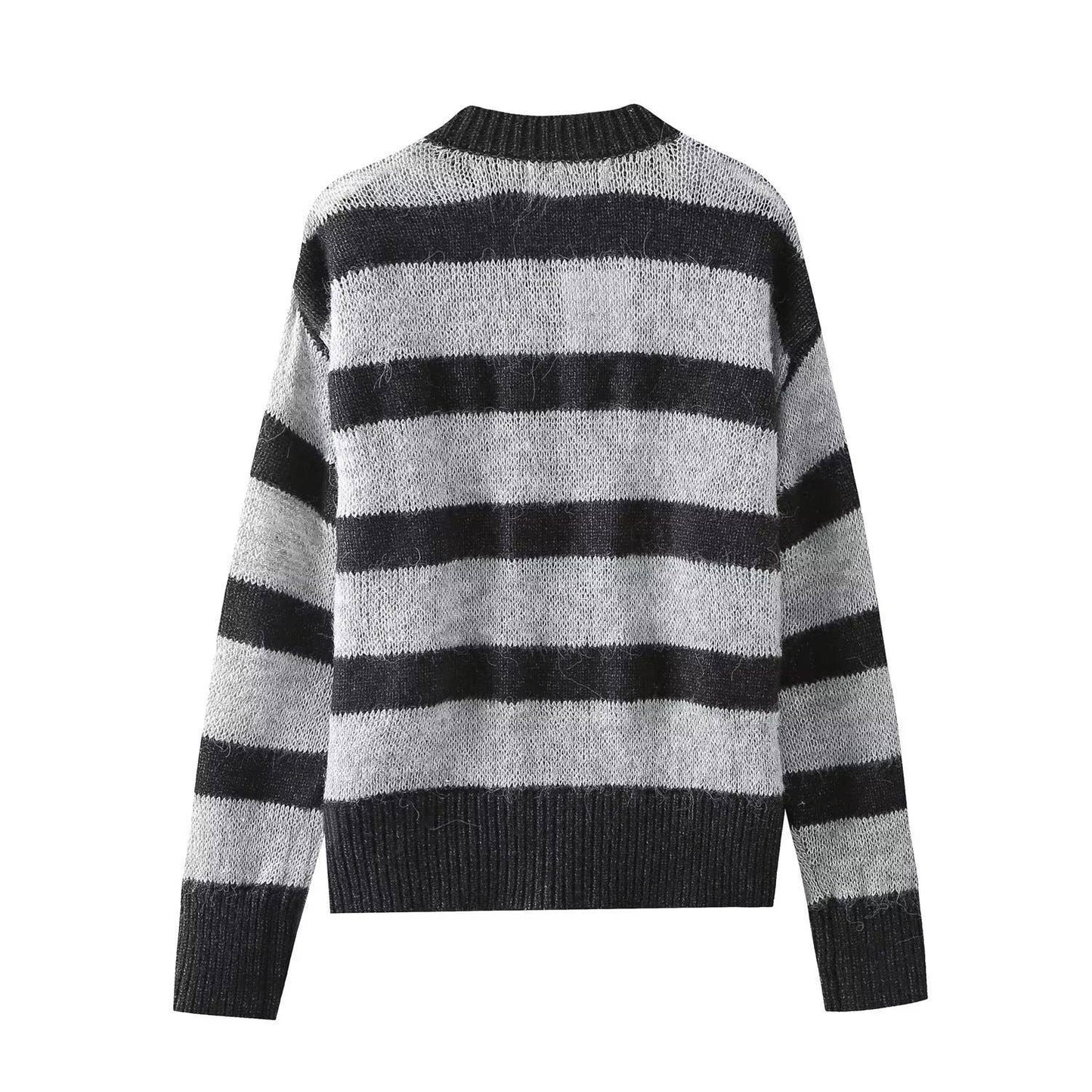 CREW-NECK COLOR-MATCHING SINGLE-BREASTED CARDIGAN