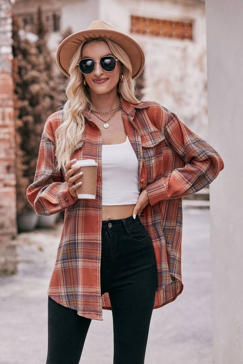 CWTSTL1691_OVERSIZE LOOSE LONG SLEEVE PLAID SHIRT