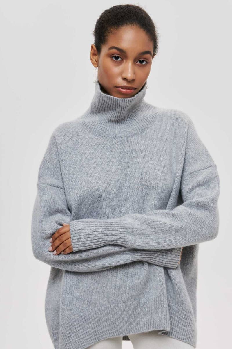 CWOSWL6629_TURTLENECK SOLID COLOR LONG-SLEEVED SWEATER