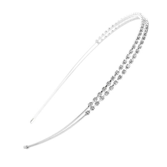 Double rhinestone headband set with diamonds